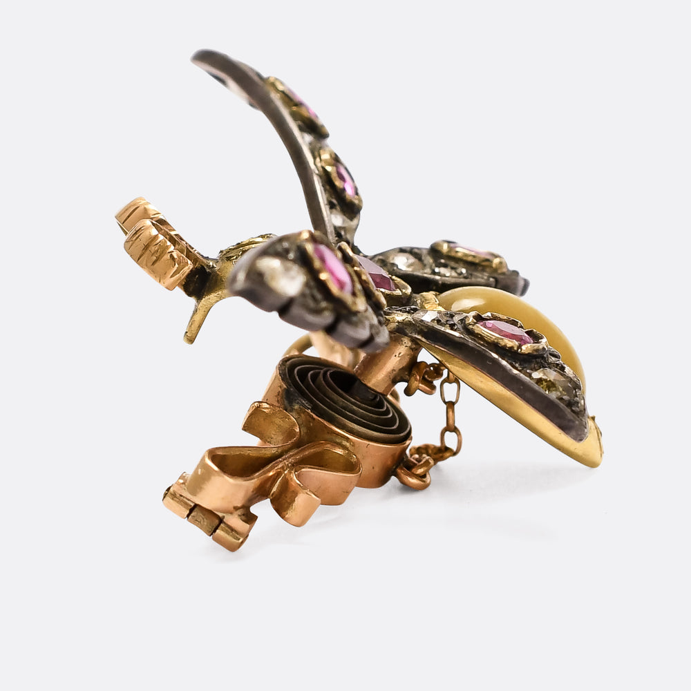 Victorian Gemset Bug 'En Tremblant' Brooch