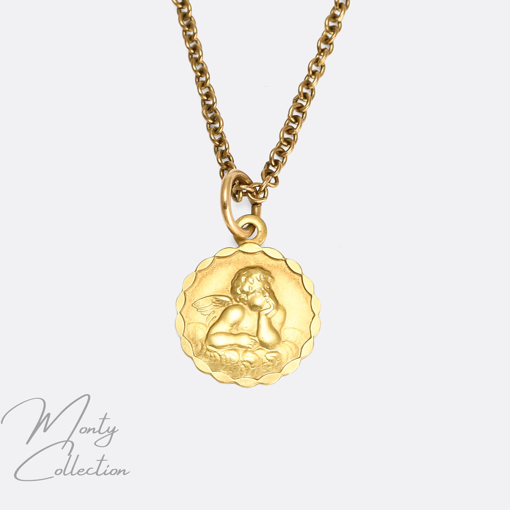 Victorian God Bless You Cherub Charm Pendant