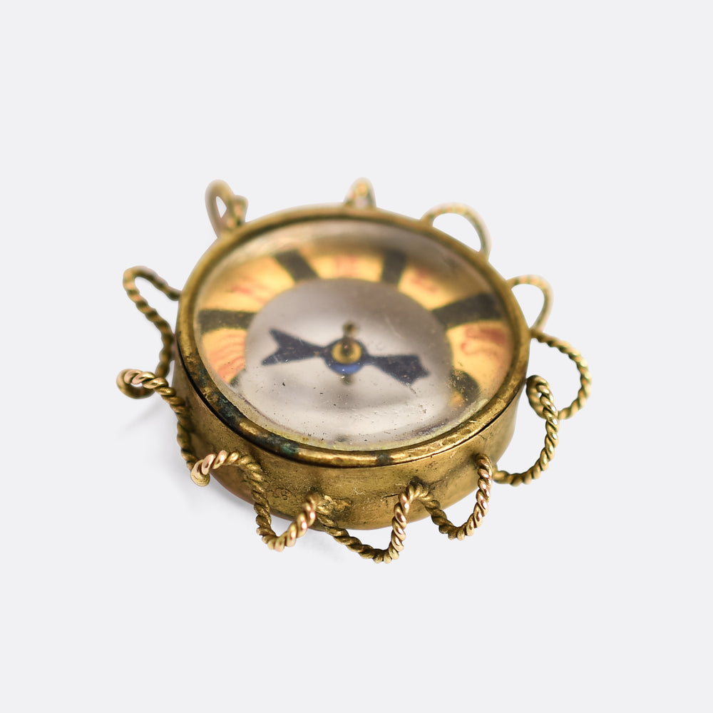 Victorian Gold Compass Fob Pendant