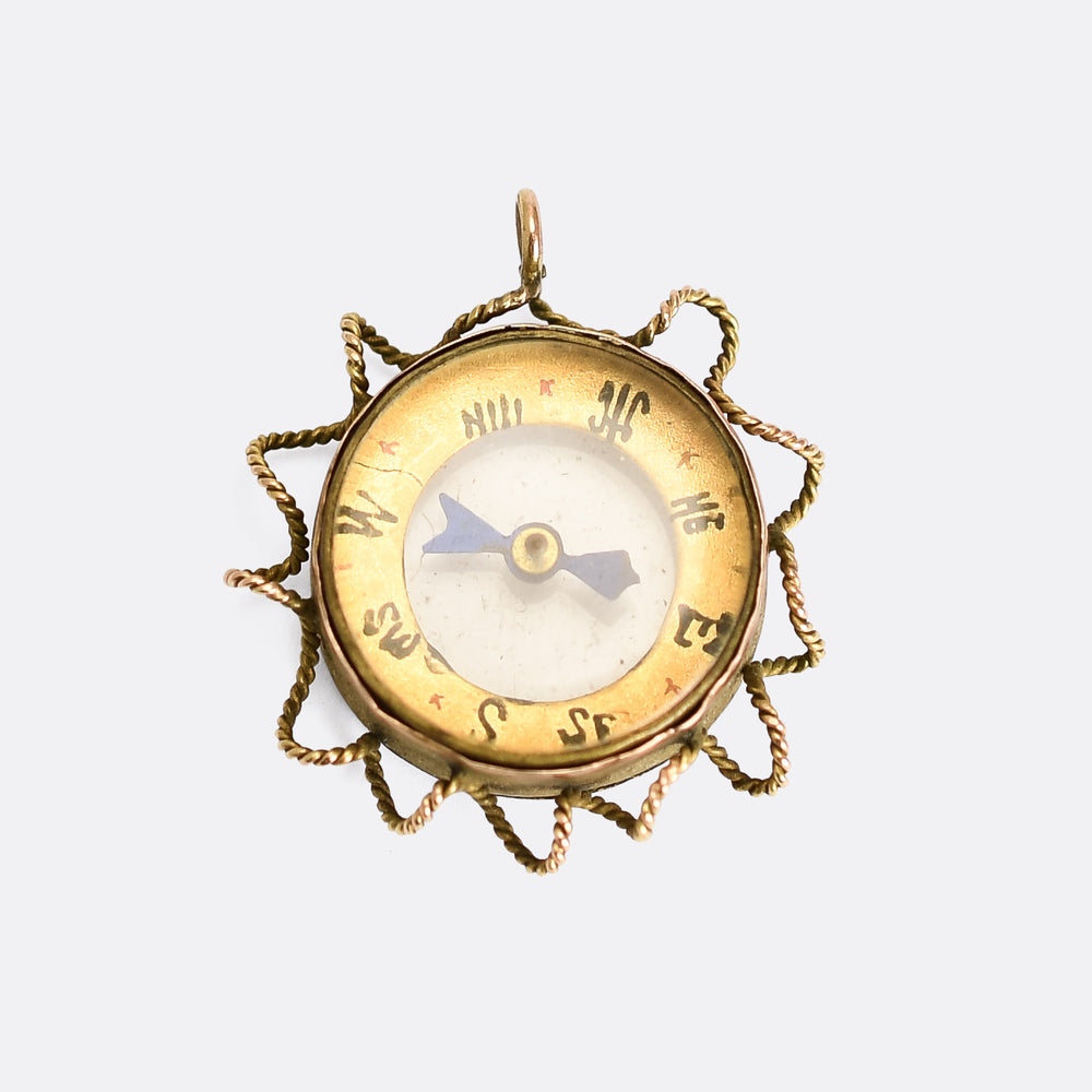 Victorian Gold Compass Fob Pendant