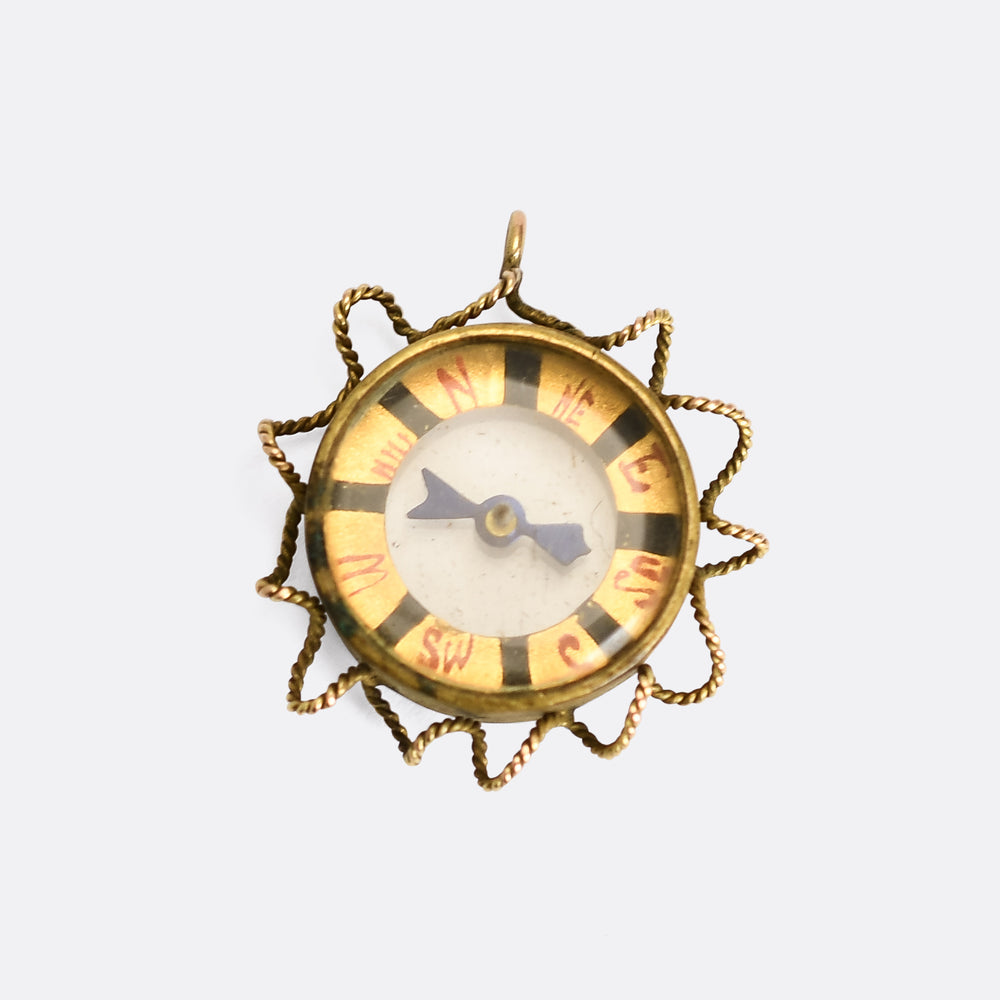 Victorian Gold Compass Fob Pendant
