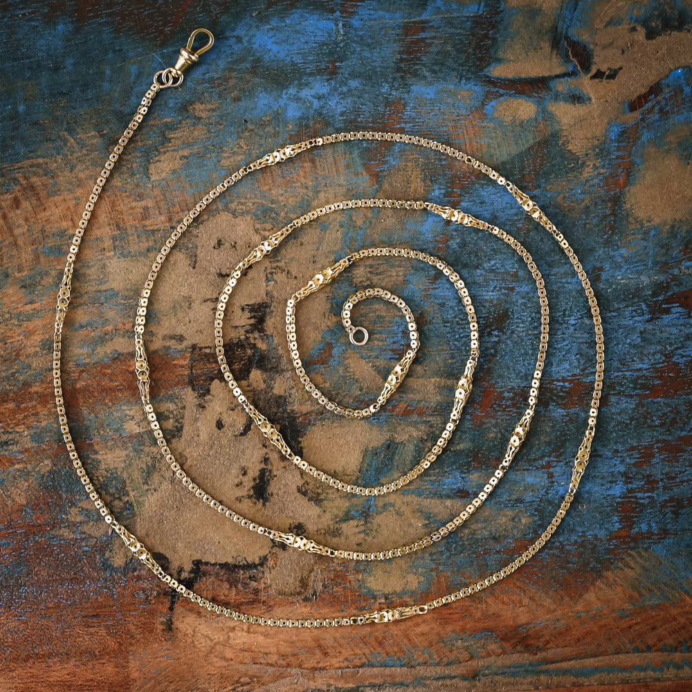 Victorian Gold Fancy Link Guard Chain, 46