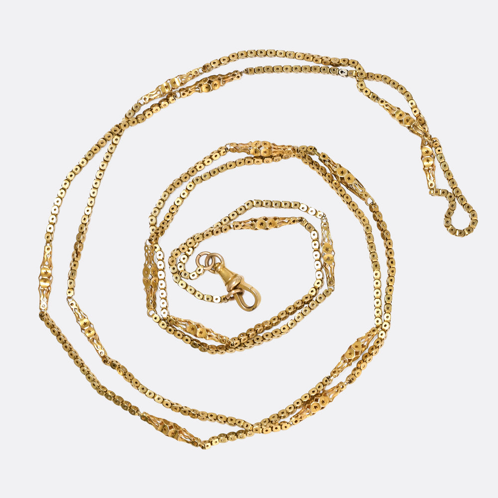 Victorian Gold Fancy Link Guard Chain, 46