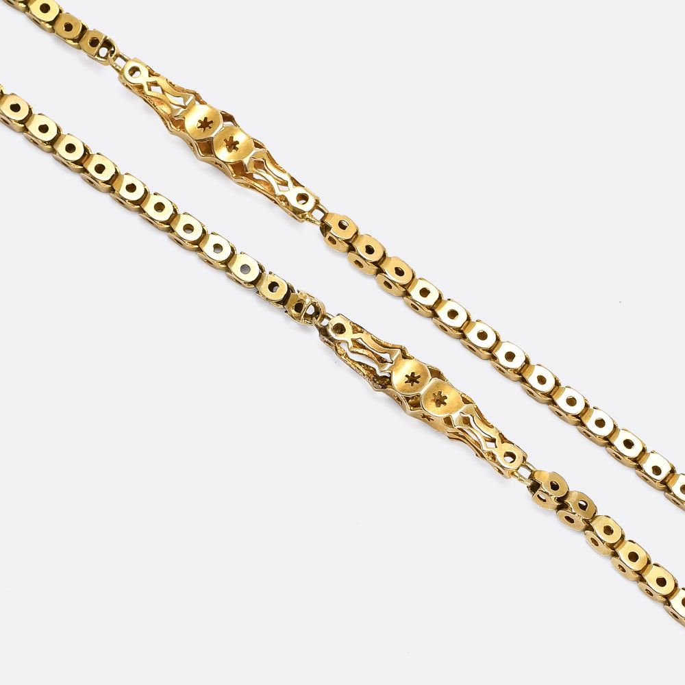 Victorian Gold Fancy Link Guard Chain, 46
