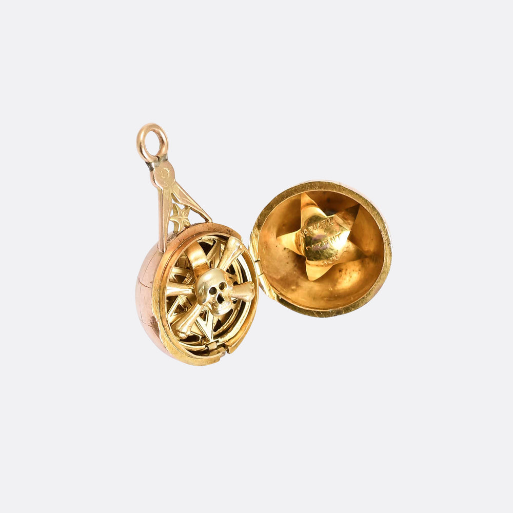 Victorian Gold Masonic Globe Fob Pendant