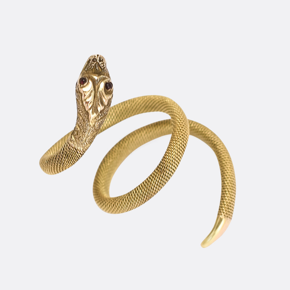 Victorian Gold Mesh Coiled Snake Ring