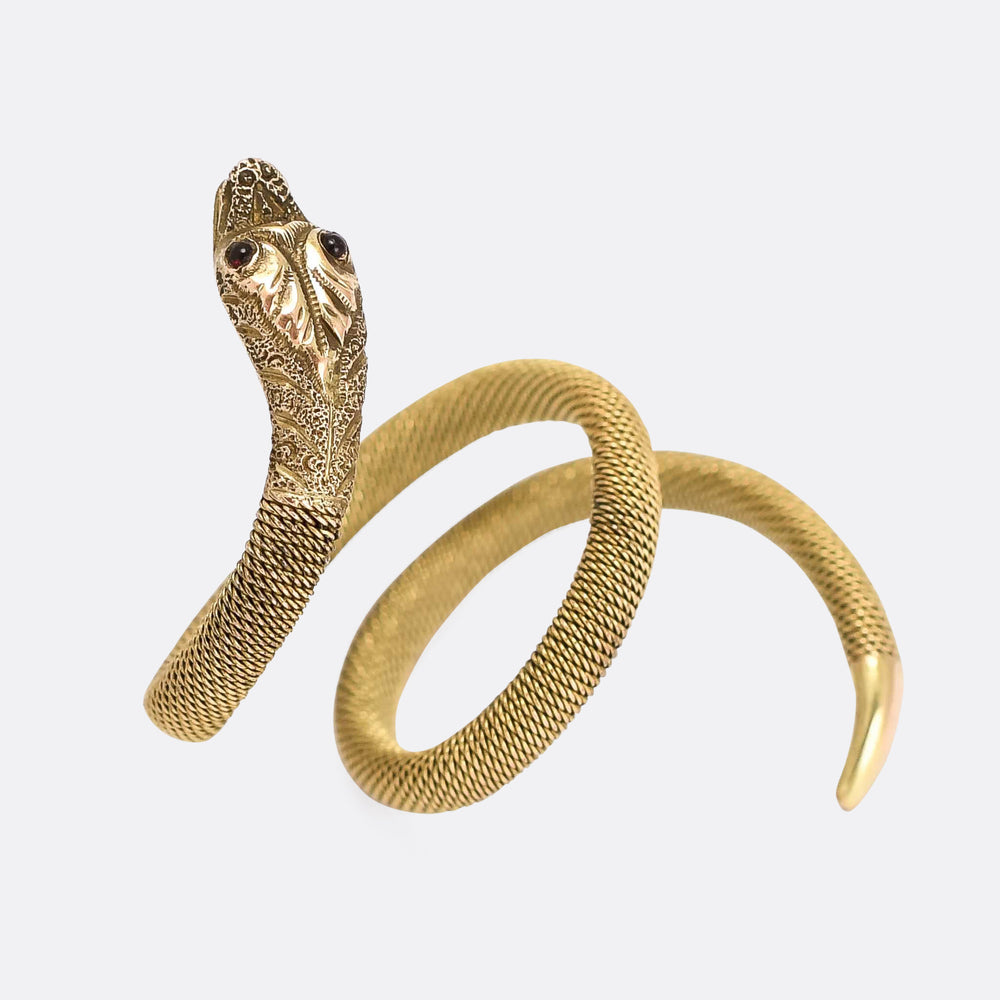 Victorian Gold Mesh Coiled Snake Ring