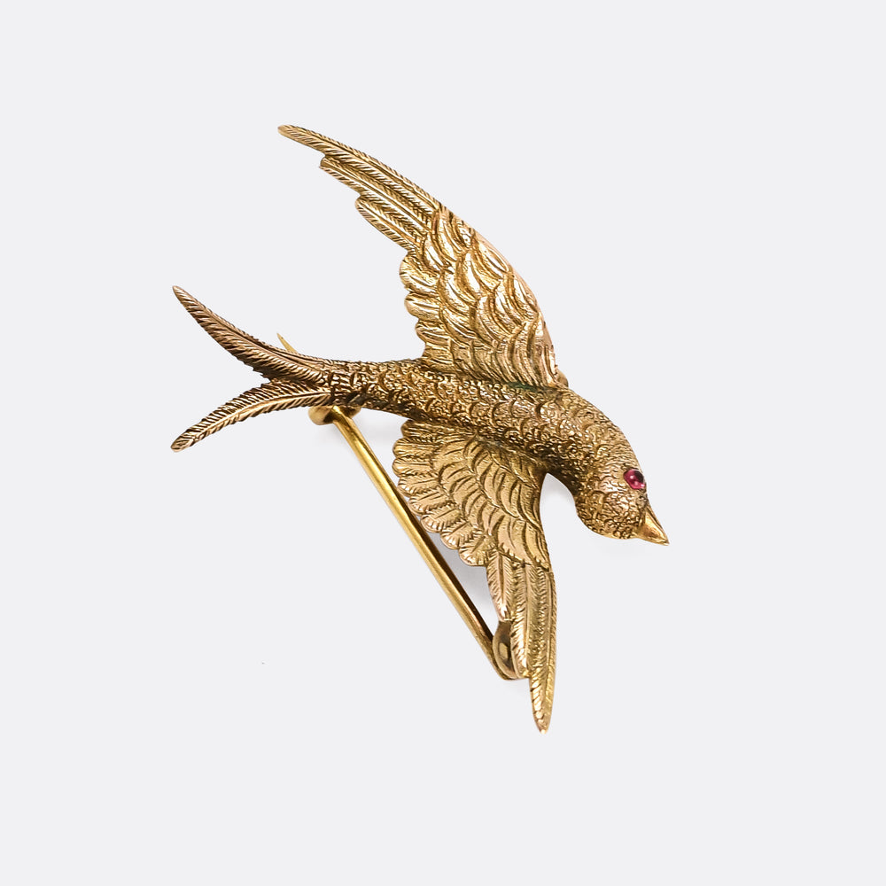 Victorian Gold Swallow Brooch
