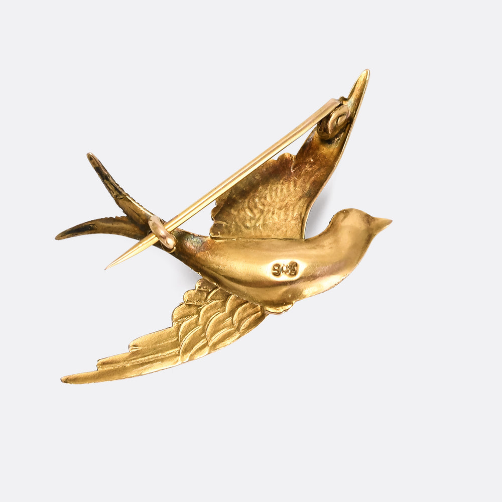Victorian Gold Swallow Brooch