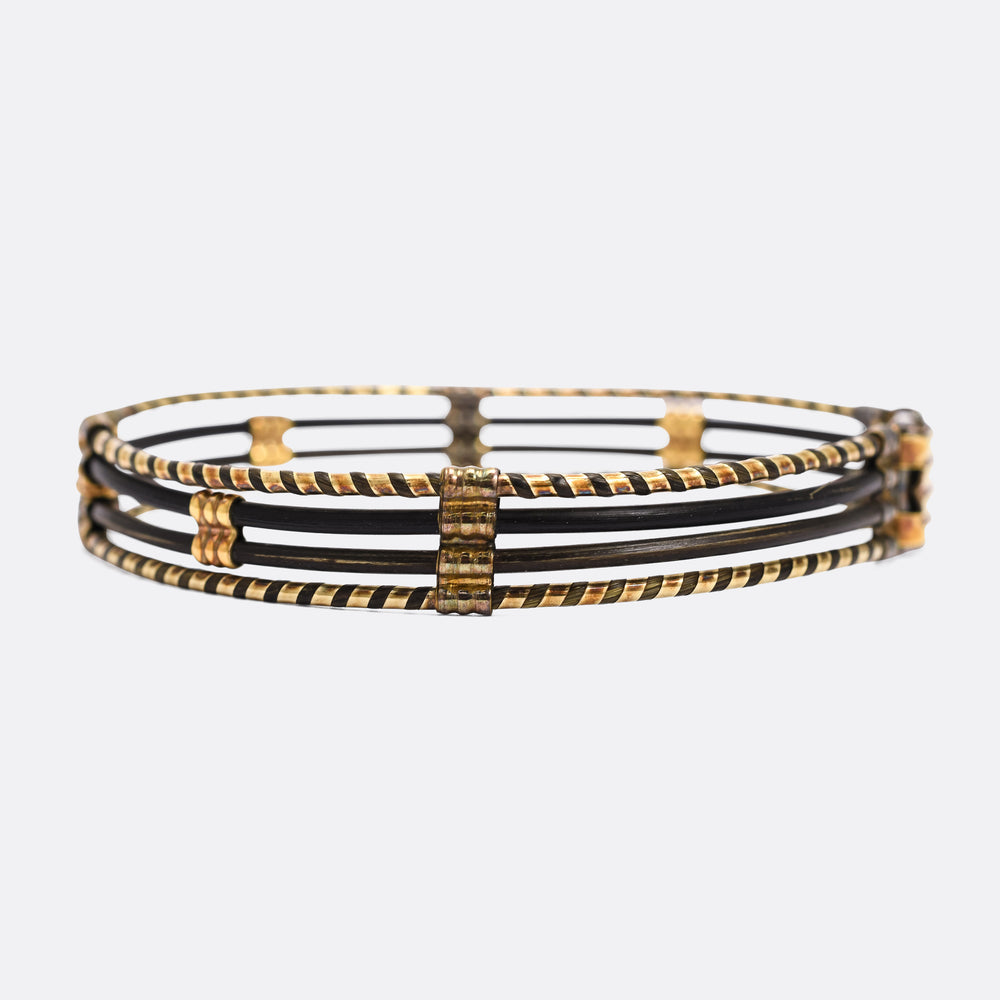 Victorian Gold & Elephant Hair Bangle