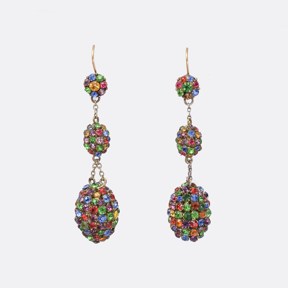 Victorian Harlequin Paste Dangle Earrings