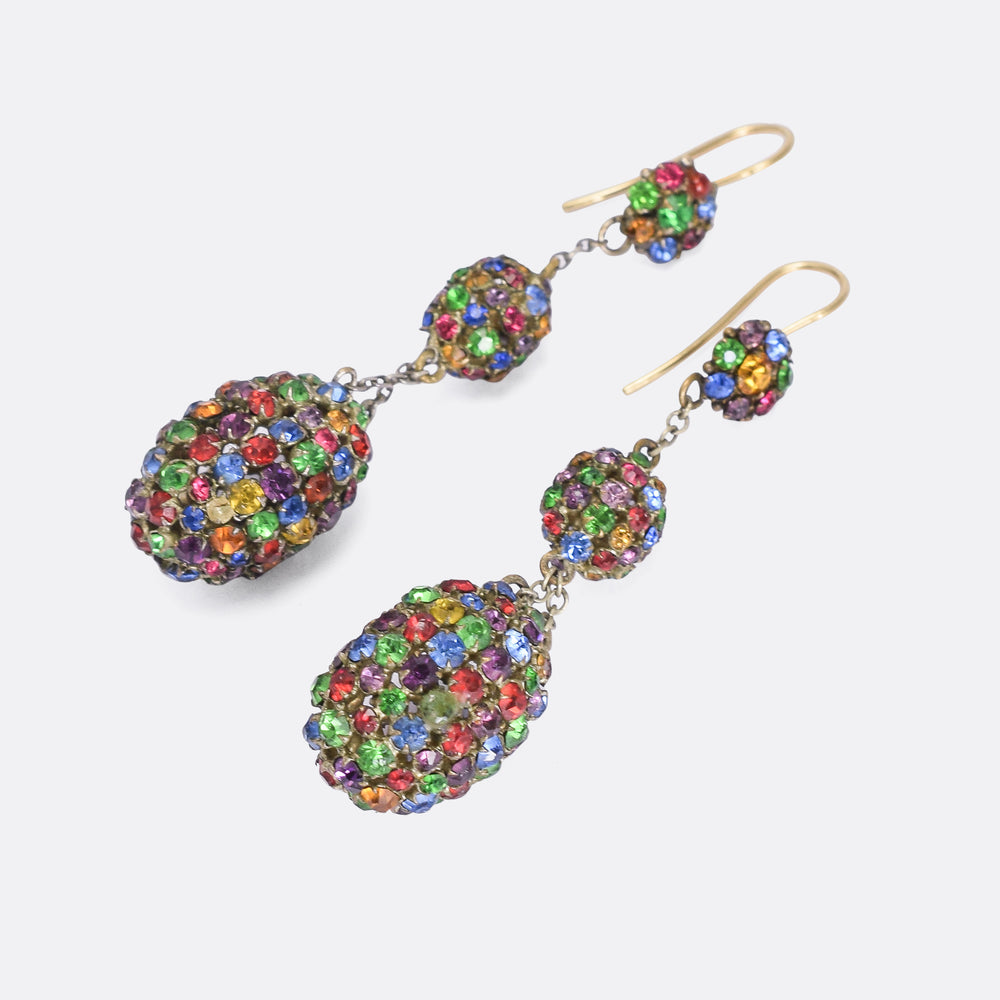 Victorian Harlequin Paste Dangle Earrings