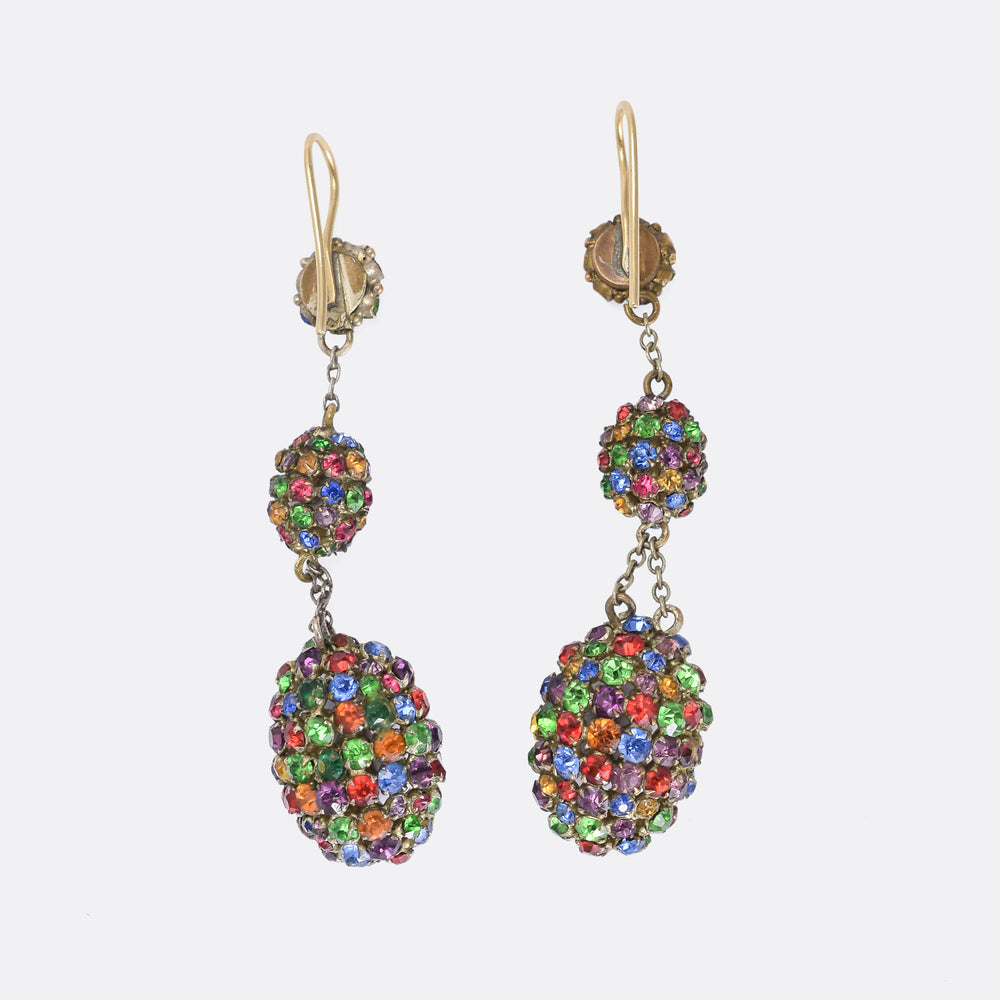 Victorian Harlequin Paste Dangle Earrings
