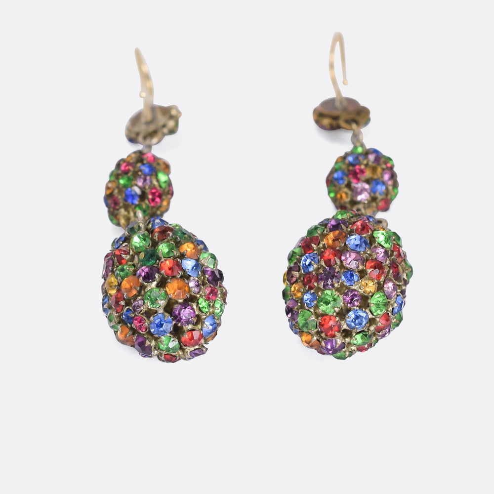 Victorian Harlequin Paste Dangle Earrings