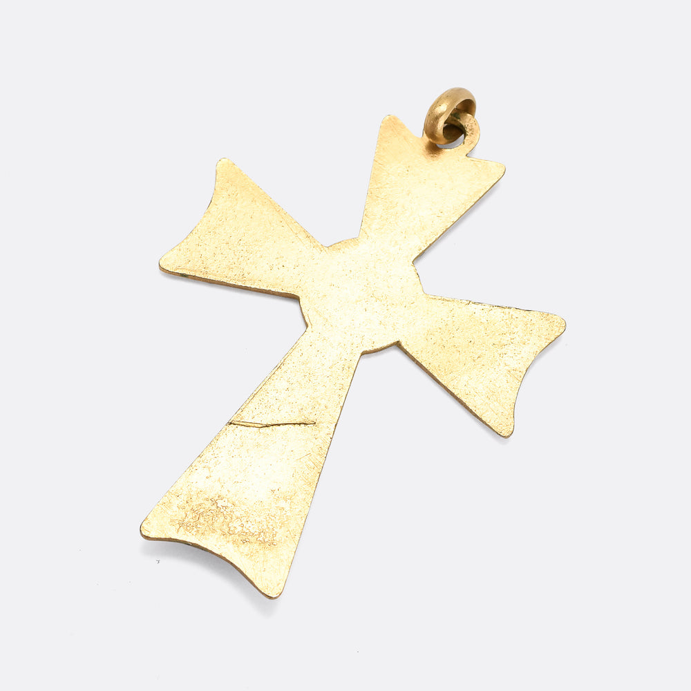 Victorian IN HOC SIGNO VINCES Sacred Heart Cross Pendant