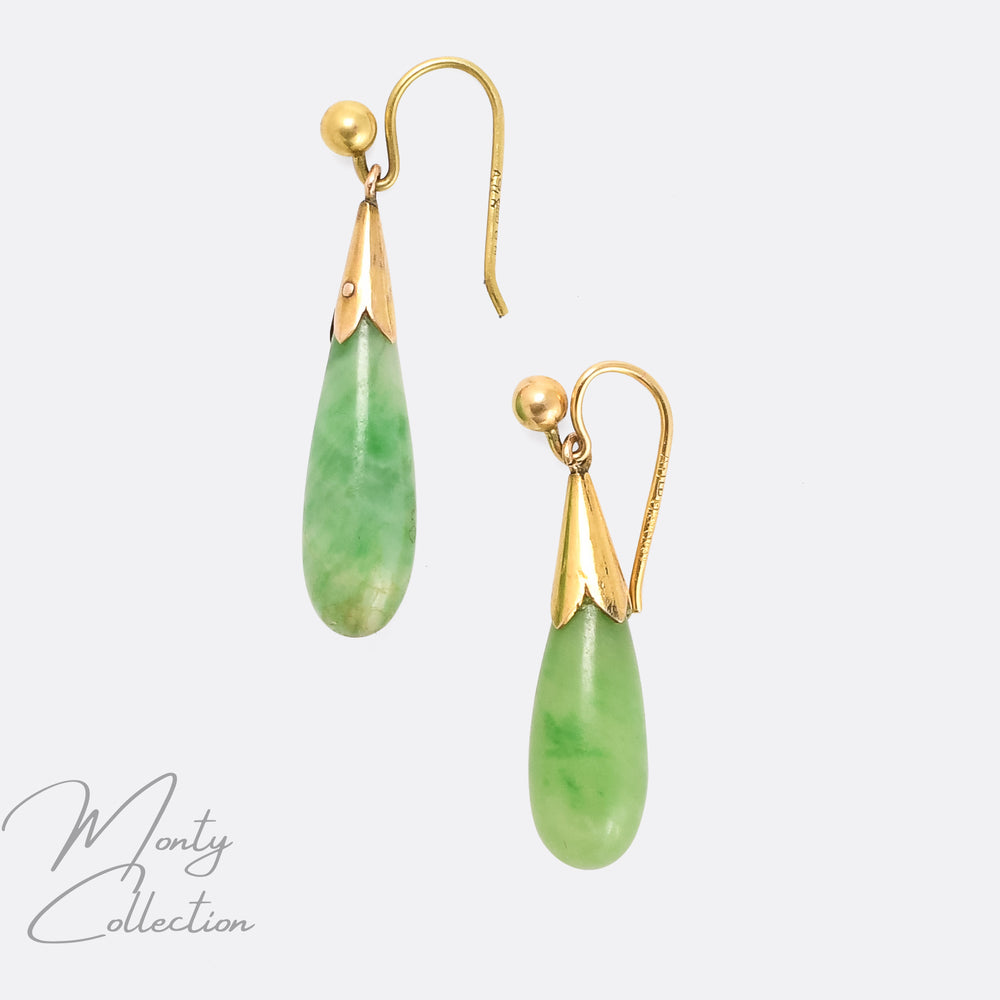 Victorian Jade Teardrop Earrings