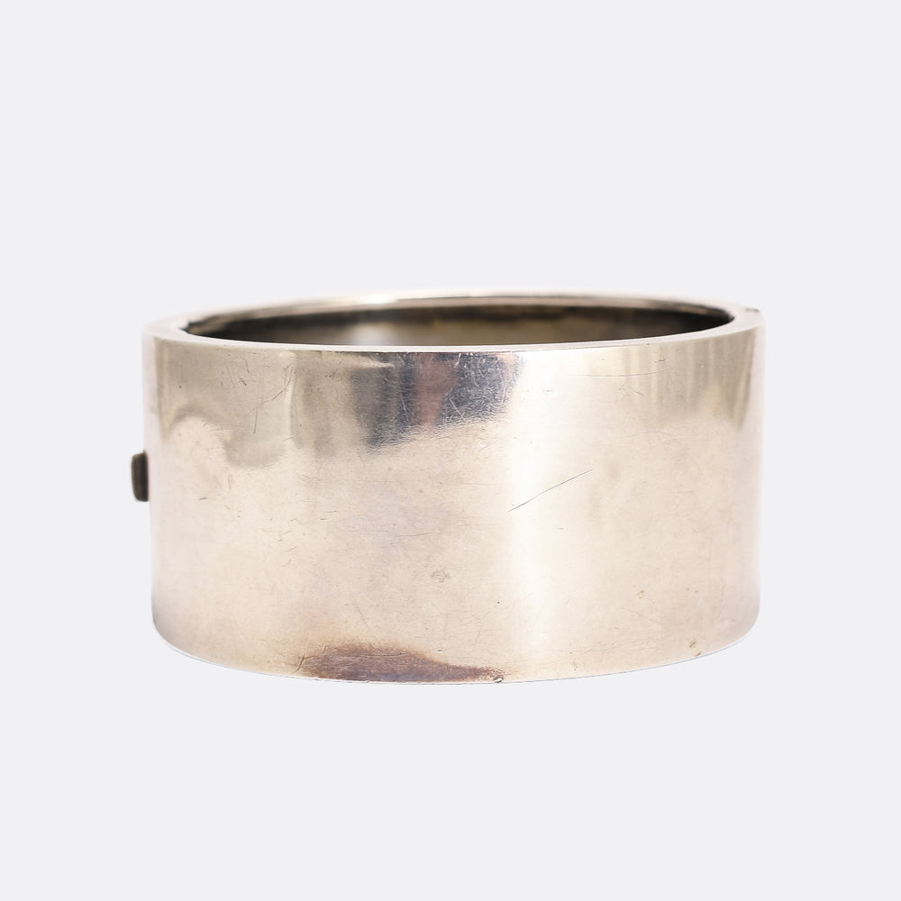 Victorian Language of Flowers Silver Cuff Bangle