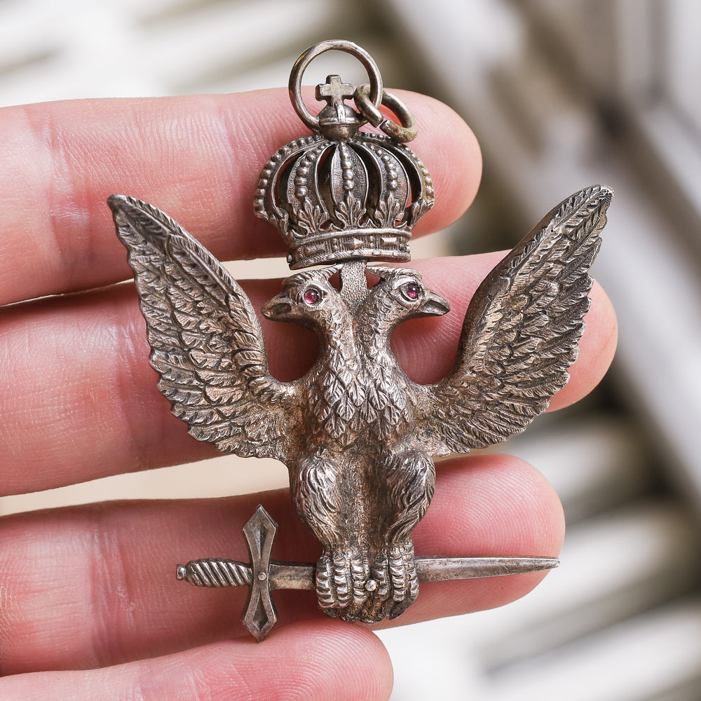 Victorian Masonic Double Headed Eagle Pendant