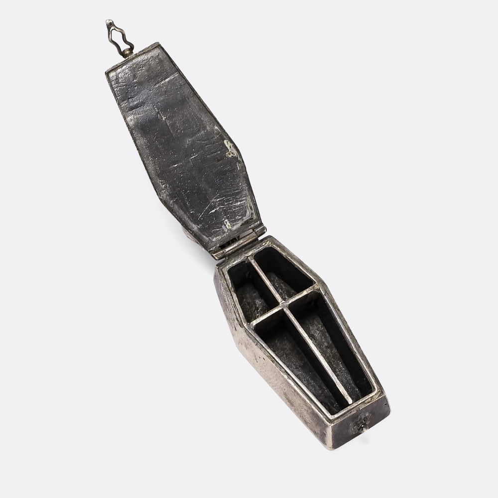 Victorian Memento Mori Skeleton & Coffin Pillbox Pendant