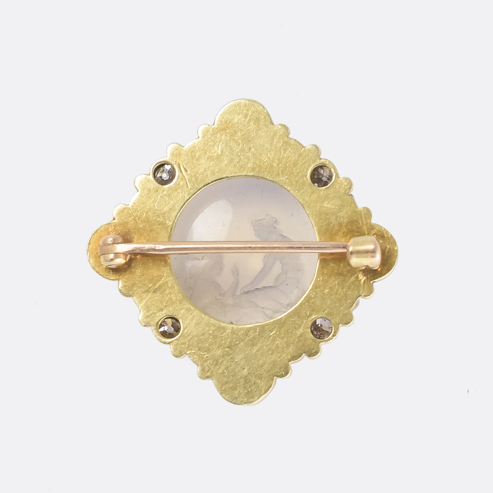 Victorian Moonstone Intaglio Brooch