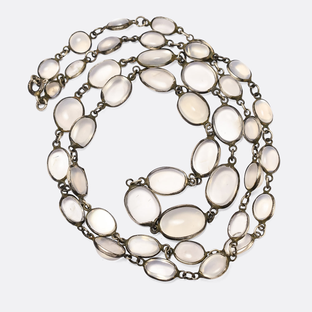 Victorian Moonstone Long Rivière Necklace