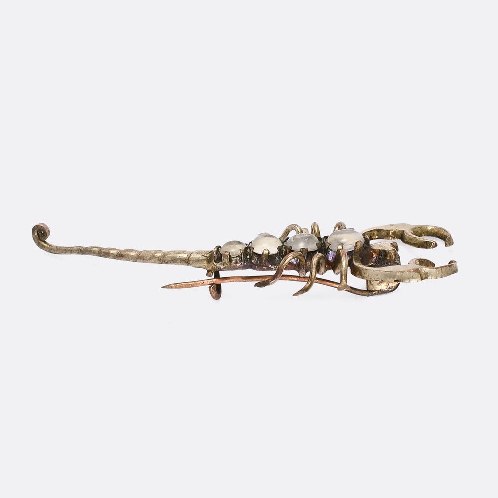 Victorian Moonstone Scorpion Brooch
