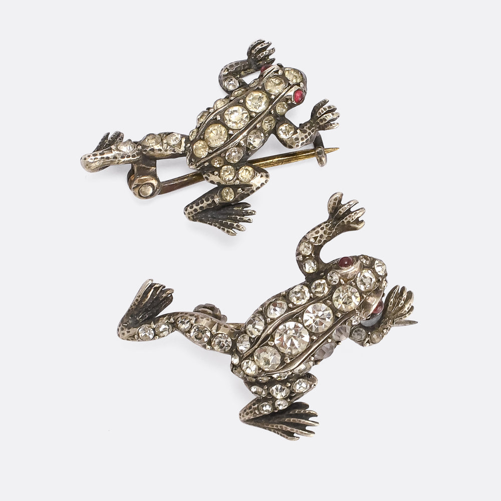 Victorian Mummy & Baby Frog Brooches