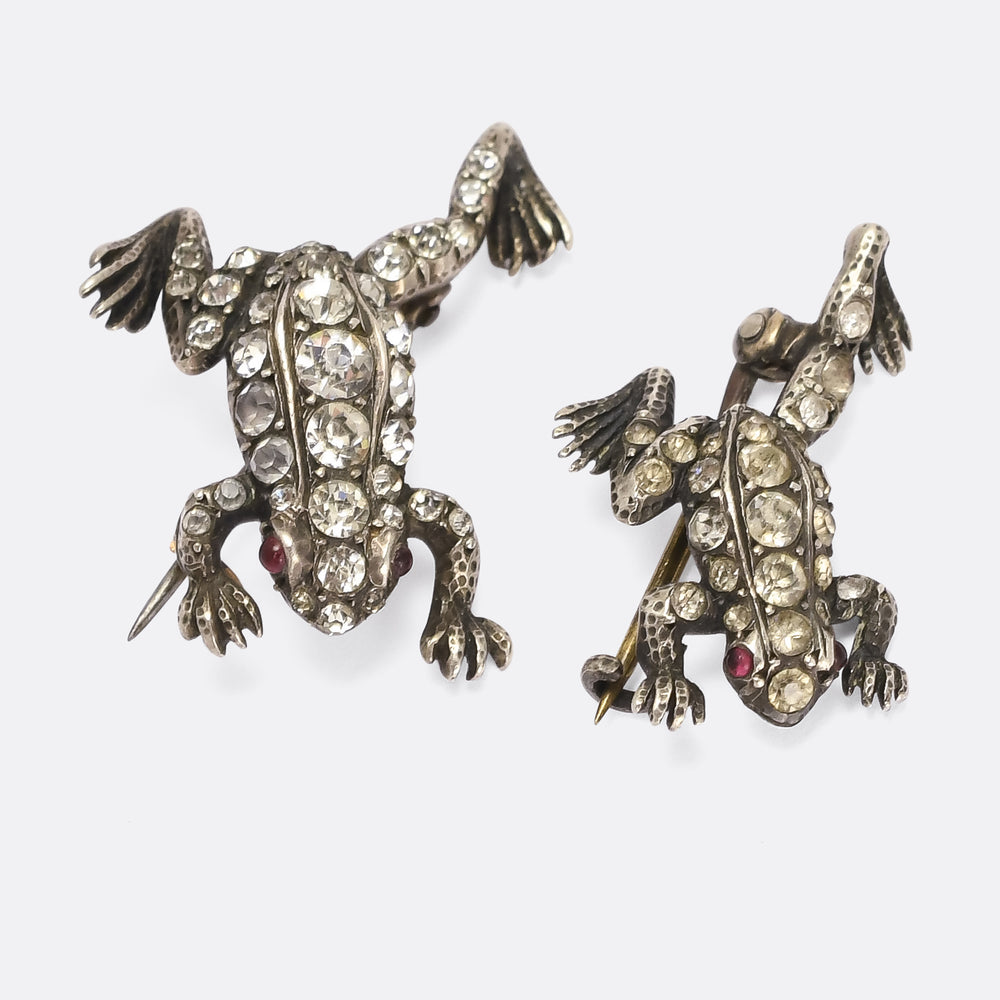 Victorian Mummy & Baby Frog Brooches