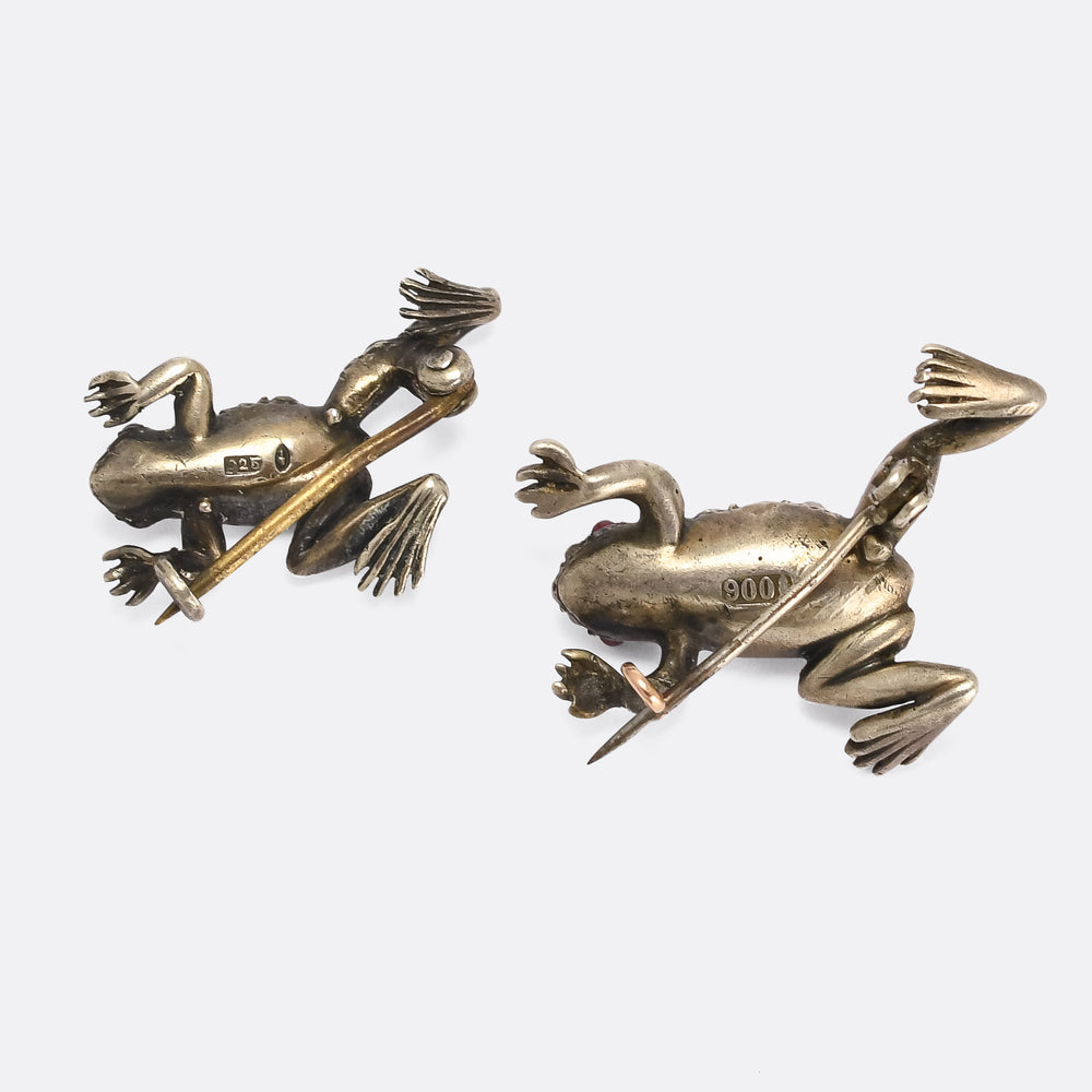 Victorian Mummy & Baby Frog Brooches