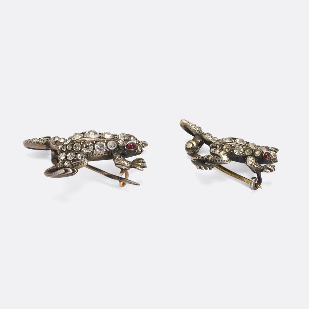 Victorian Mummy & Baby Frog Brooches