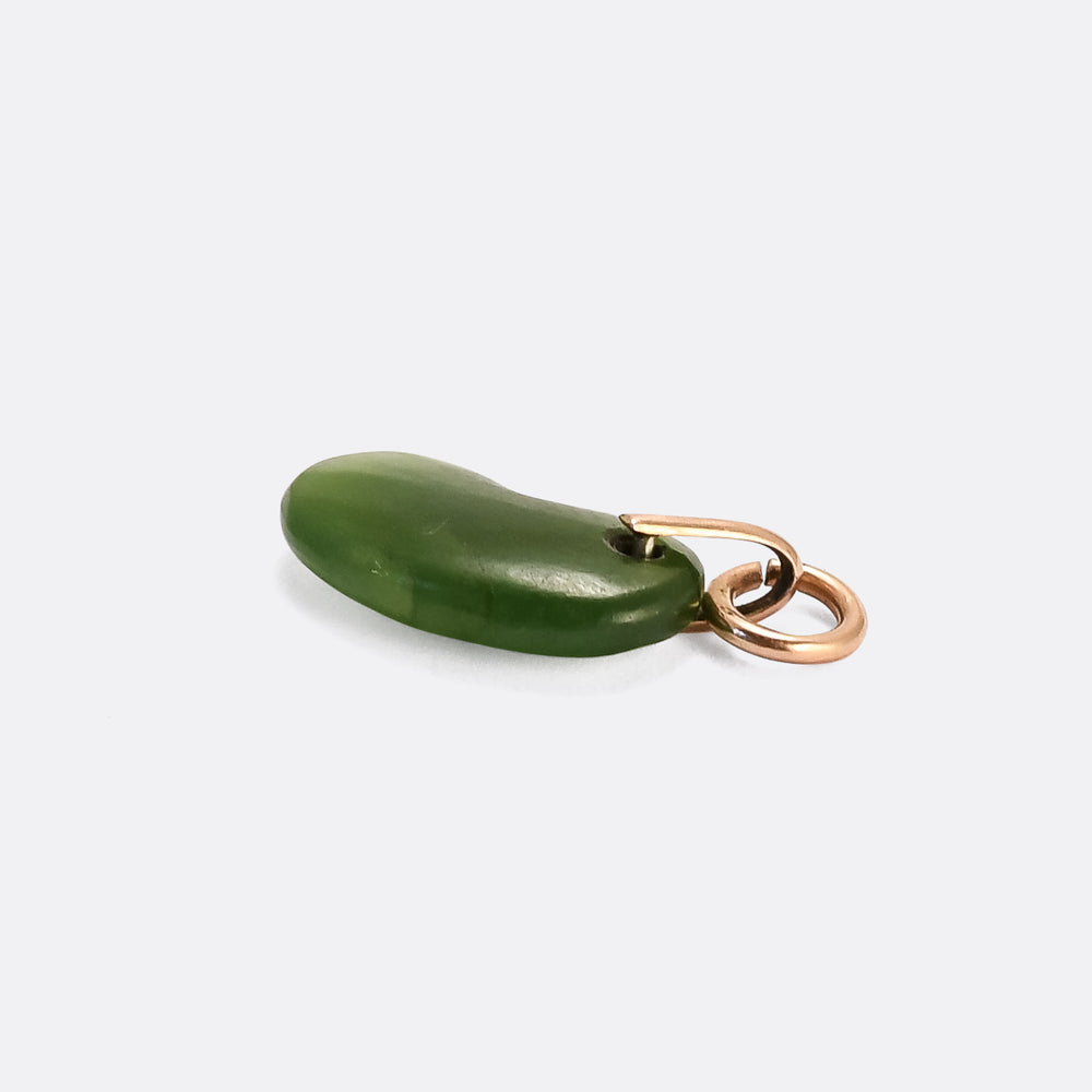 Victorian Nephritic Jade Lucky Kidney Bean Charm