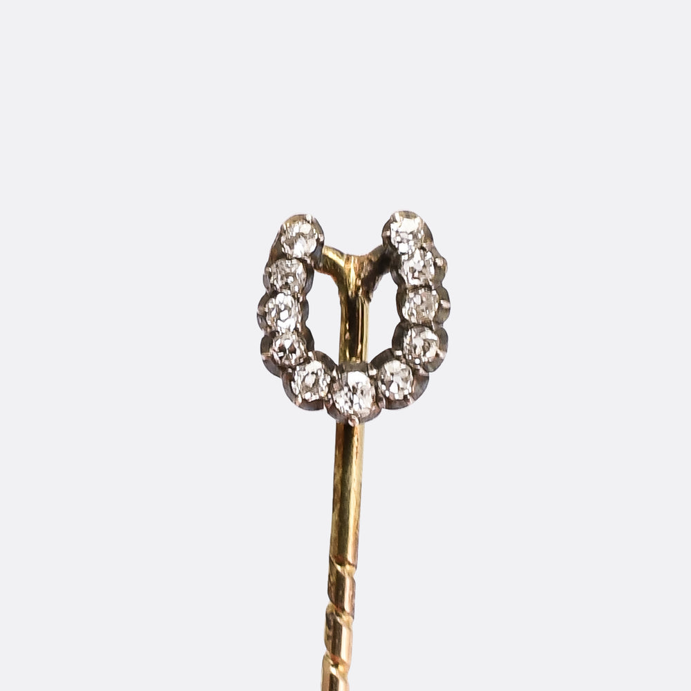 Victorian OMC Diamond Horseshoe Stick Pin