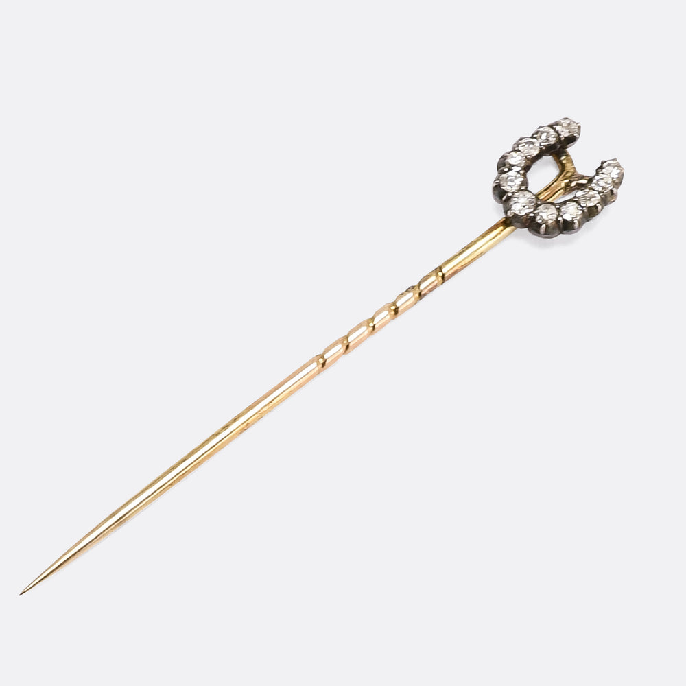 Victorian OMC Diamond Horseshoe Stick Pin