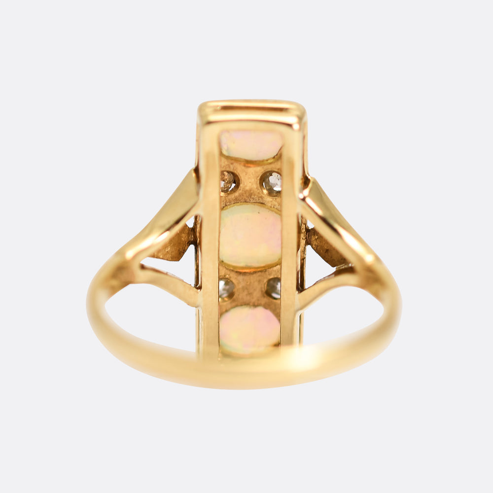 Victorian Opal & Diamond Panel Ring