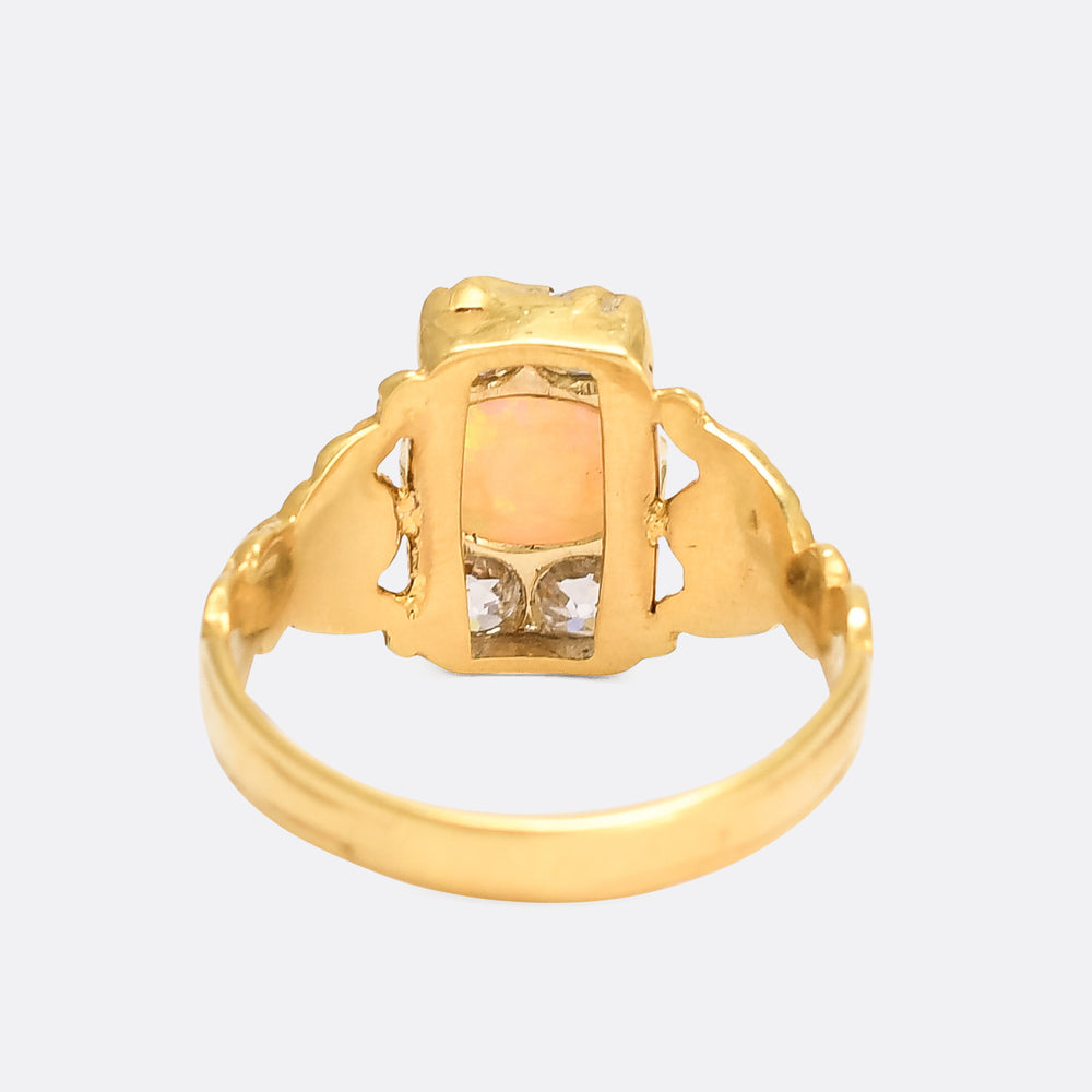 Victorian Opal & Old Cut Diamond Cluster Ring
