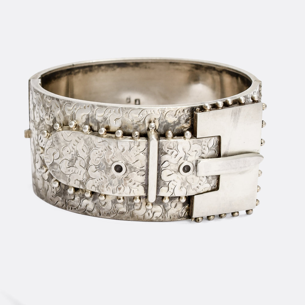 Victorian Oversized Sterling Silver Buckle Bangle