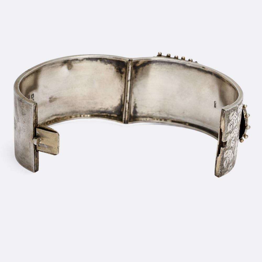 Victorian Oversized Sterling Silver Buckle Bangle