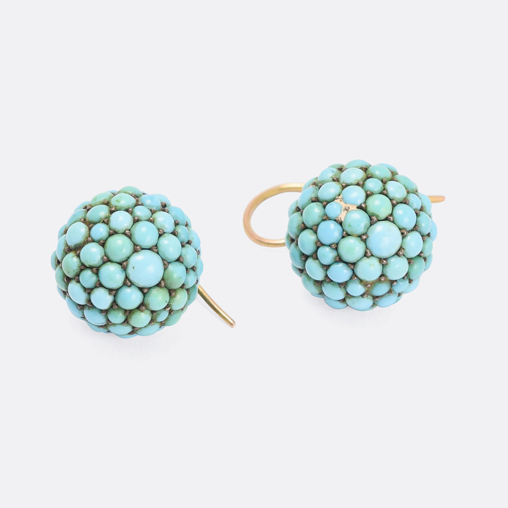 Victorian Pavé Turquoise Orb Earrings