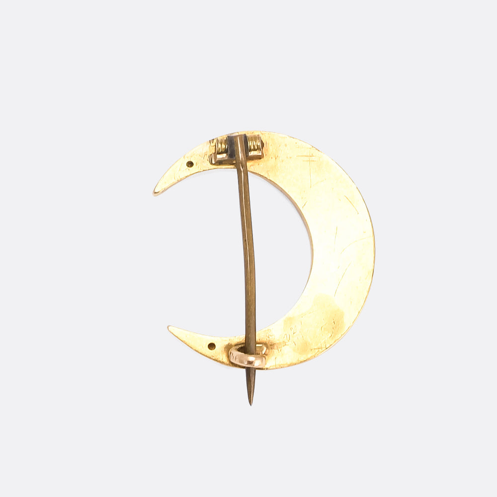 Victorian Pearl Crescent Brooch