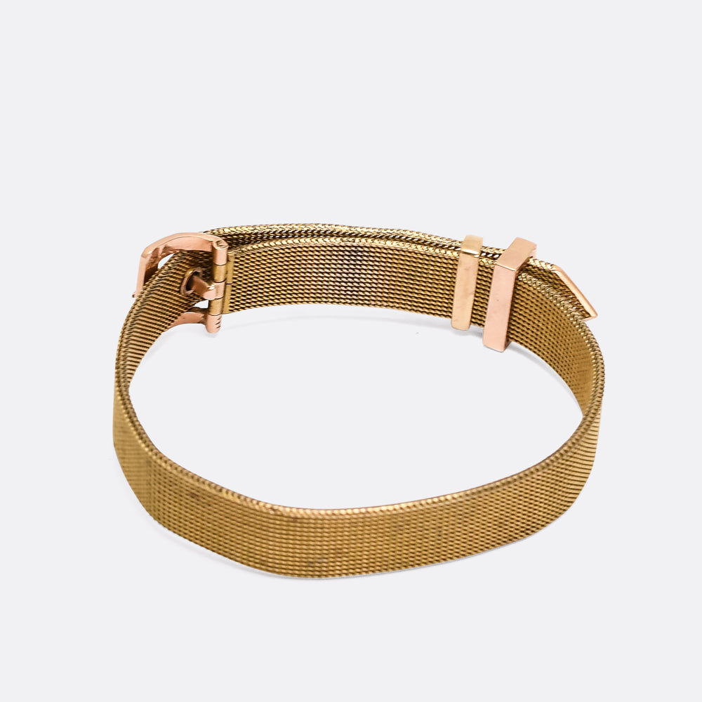 Victorian Pearl & Turquoise Mesh Buckle Bracelet