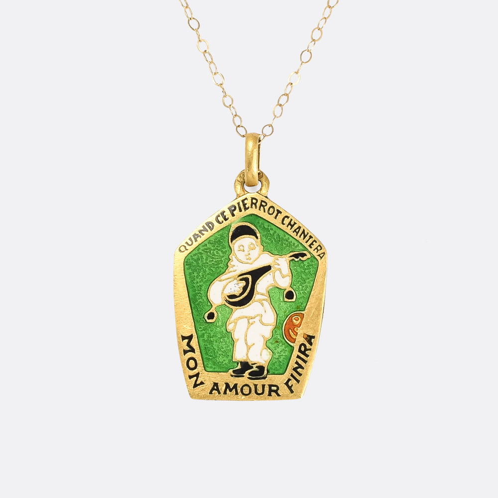 Victorian Pierrot Enamel Love Token Pendant