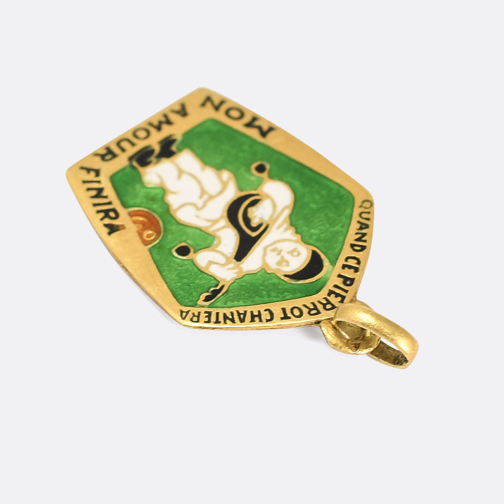 Victorian Pierrot Enamel Love Token Pendant