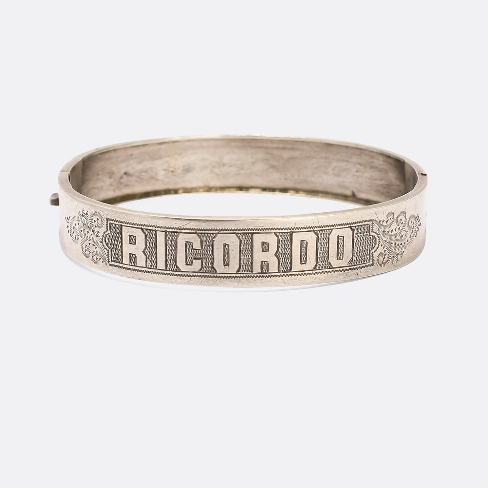 Victorian RICORDO Souvenir Silver Bangle