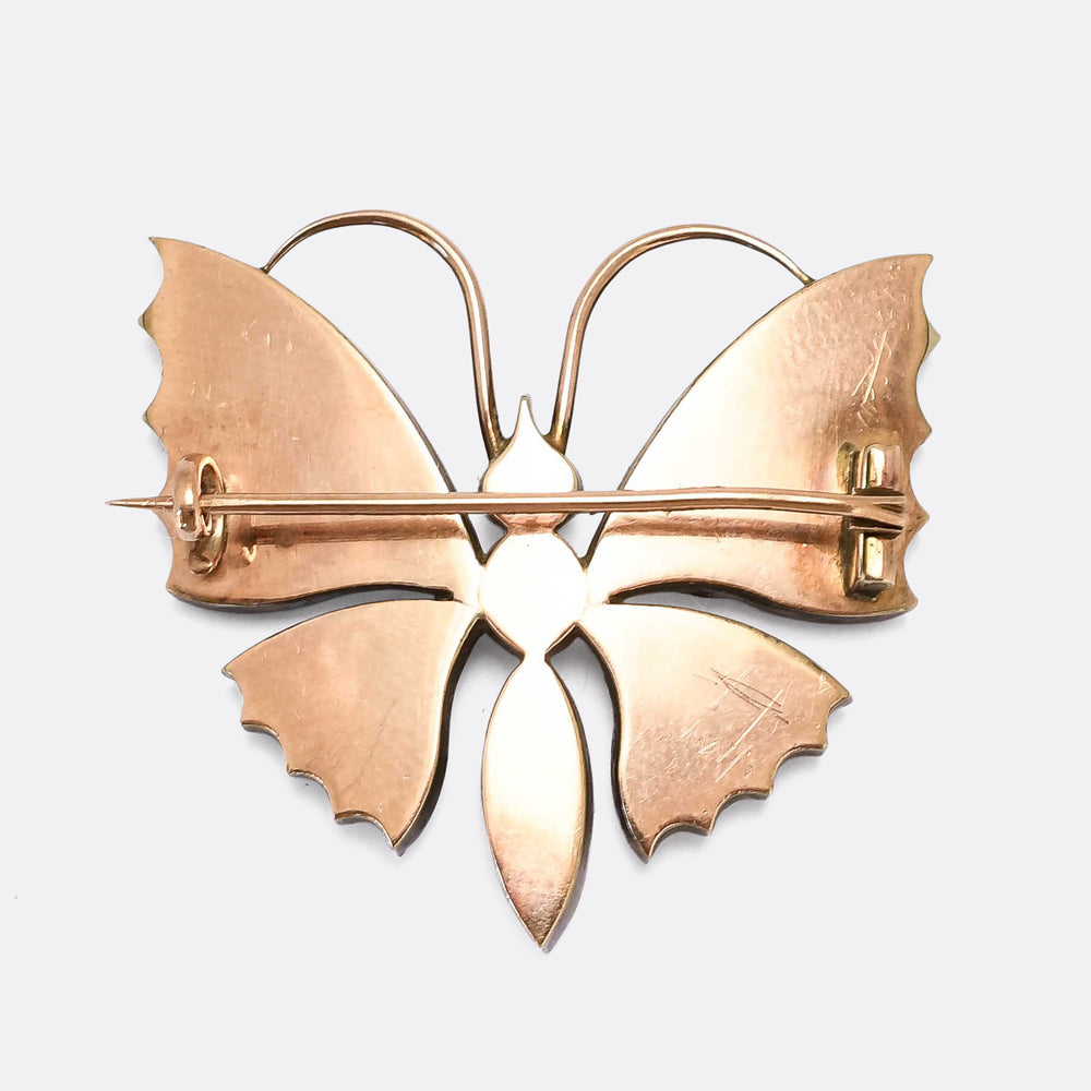 Victorian Red White & Blue Paste Butterfly Brooch