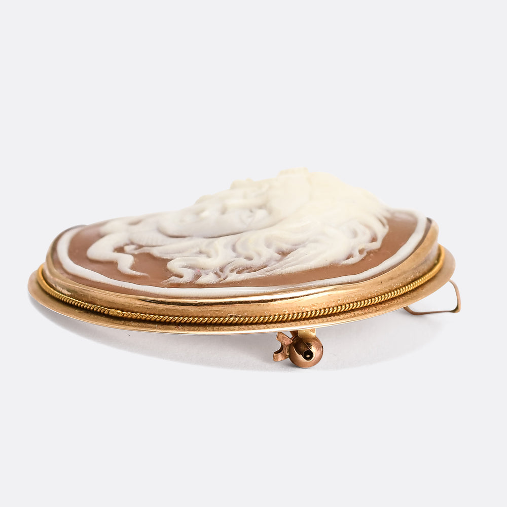 Victorian Revival Medusa the Gorgon Shell Cameo Brooch