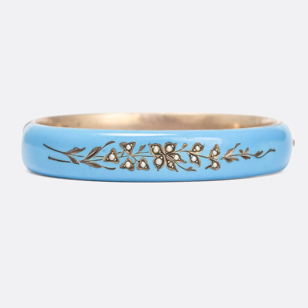 Victorian Robin's Egg Blue Floral Bangle
