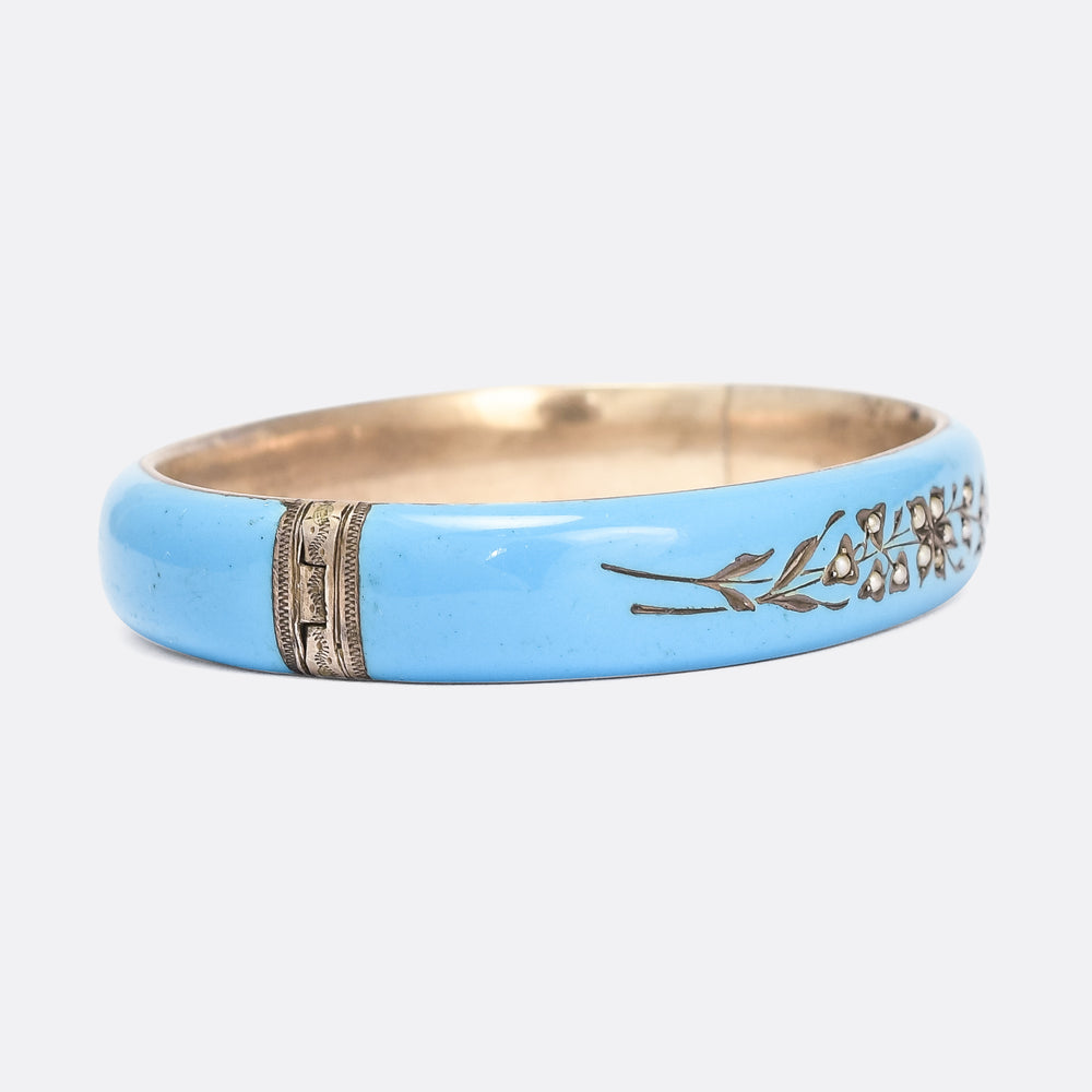 Victorian Robin's Egg Blue Floral Bangle