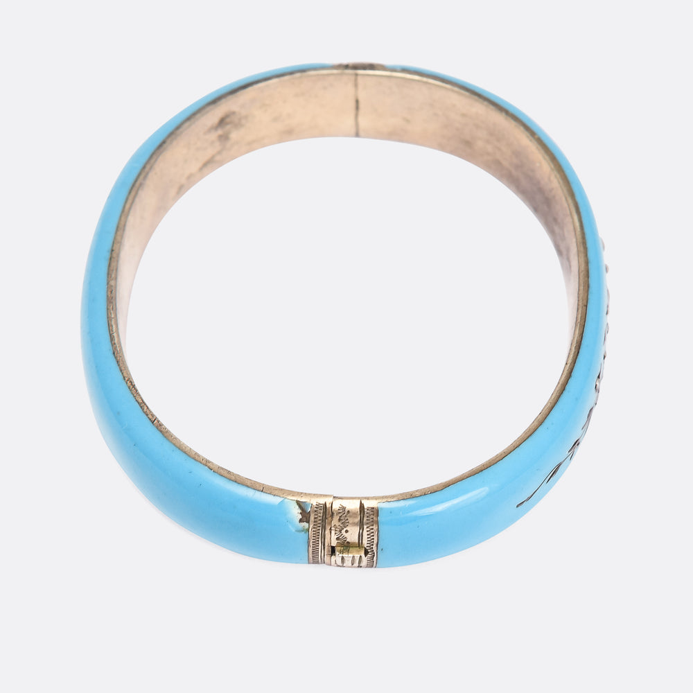 Victorian Robin's Egg Blue Floral Bangle