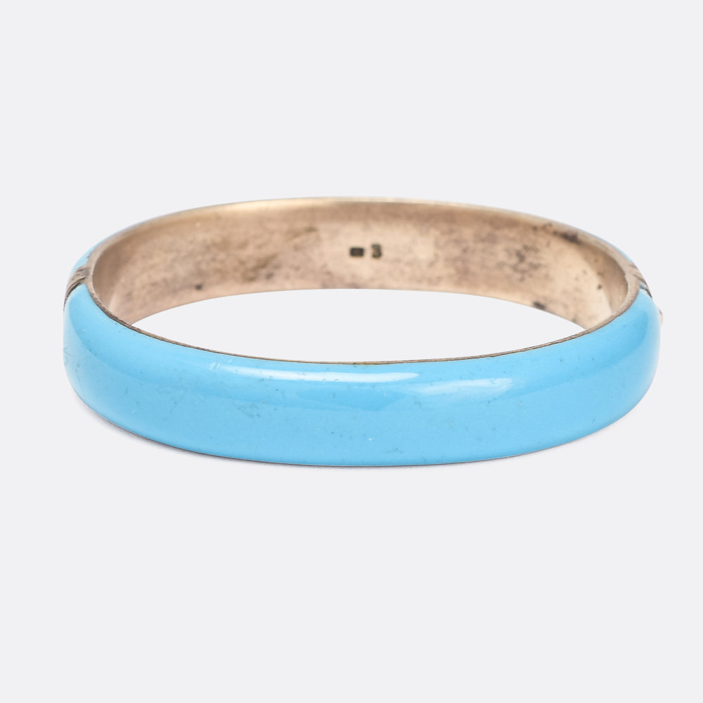 Victorian Robin's Egg Blue Floral Bangle