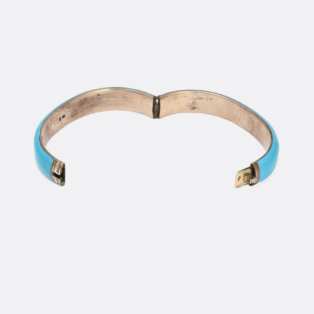 Victorian Robin's Egg Blue Floral Bangle